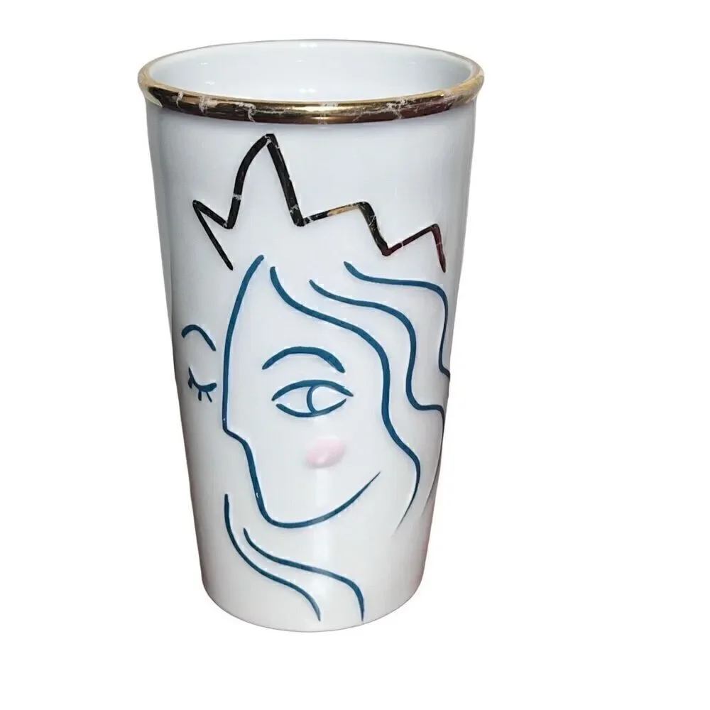 Starbucks 2017 Anniversary Gold Crown Mermaid Siren 10oz Ceramic Tumbler